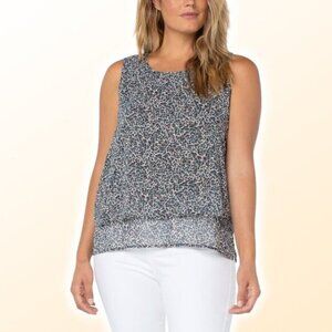 LIVERPOOL Los Angeles Double Layer Sleeveless Woven Shell Blouse Sz Small